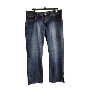 Old Navy Womens Sz 10 Blue Jeans Mid Rise Stretch Cropped Split Hem